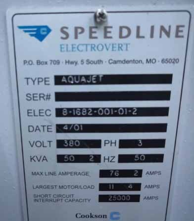 图为 已使用的 ELECTROVERT / SPEEDLINE Aquajet 待售