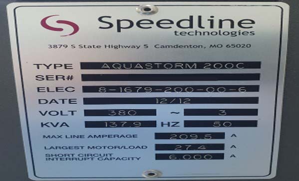 フォト（写真） 使用される ELECTROVERT / SPEEDLINE Aquastorm 200C 販売のために