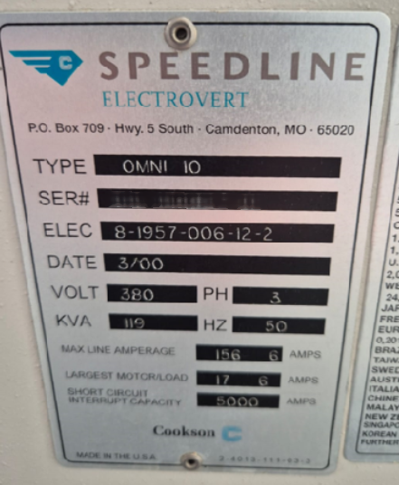 Foto Verwendet ELECTROVERT / SPEEDLINE OmniFlow 10D Zum Verkauf