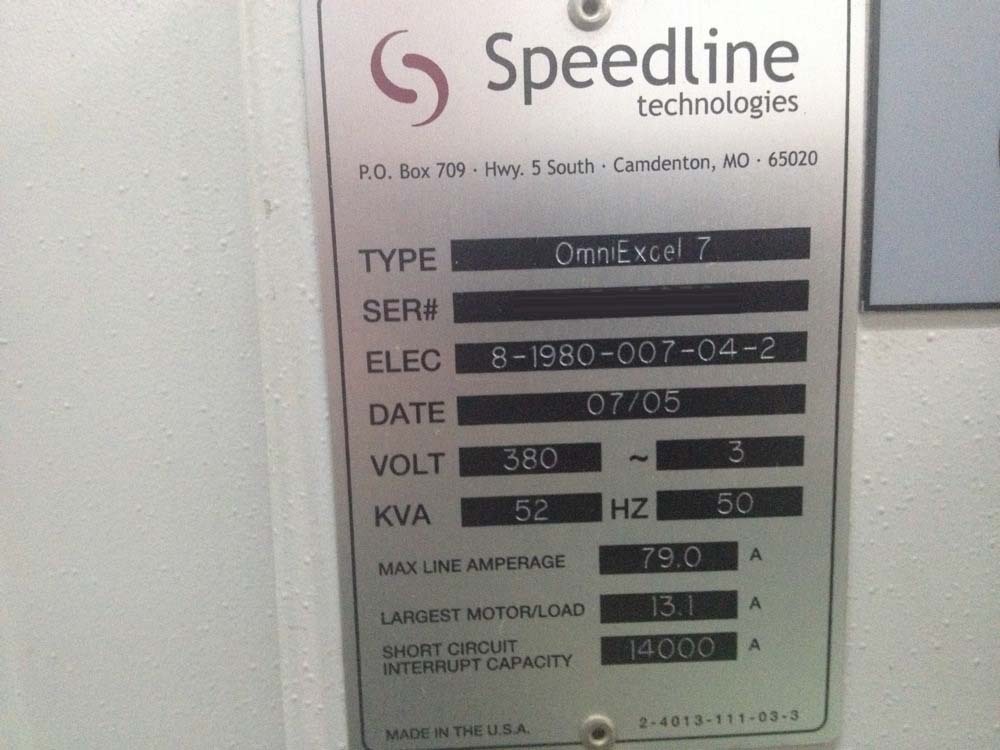 Photo Used ELECTROVERT / SPEEDLINE OmniFlow 7 Excel For Sale