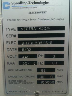 Photo Used ELECTROVERT / SPEEDLINE Vectra 450F For Sale