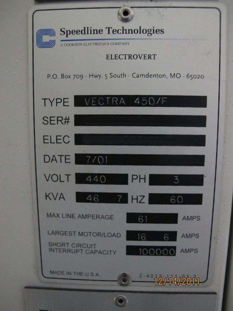 图为 已使用的 ELECTROVERT / SPEEDLINE Vectra 450F 待售