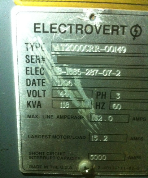 フォト（写真） 使用される ELECTROVERT AT2000CRR-00149 販売のために