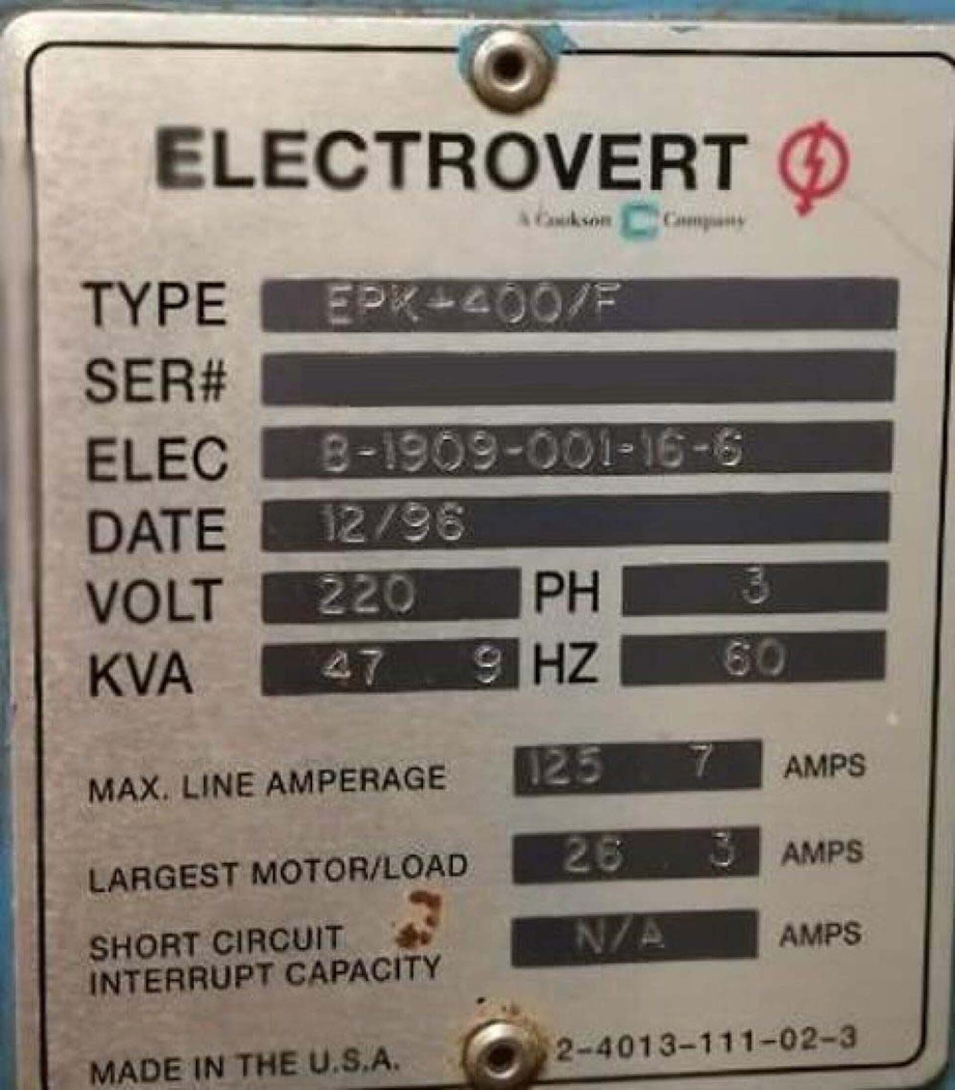 图为 已使用的 ELECTROVERT ECONOPAK Plus 400 待售