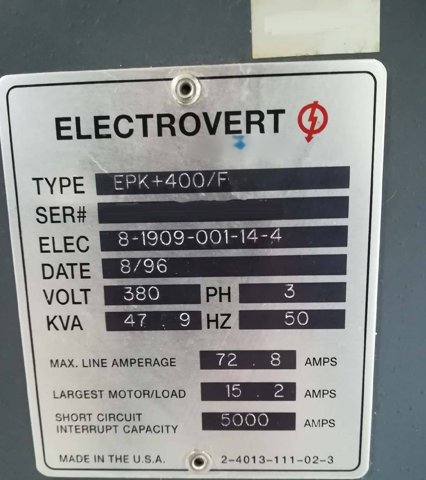 图为 已使用的 ELECTROVERT Econopak Plus EPK 400/F 待售