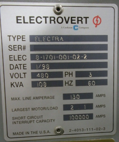Photo Used ELECTROVERT Electra For Sale