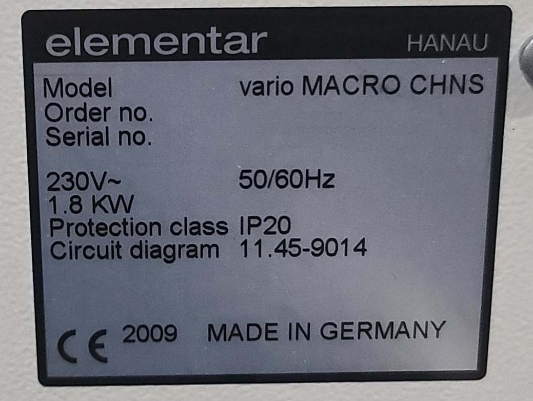 Photo Used ELEMENTAR Vario MACRO CHNS For Sale