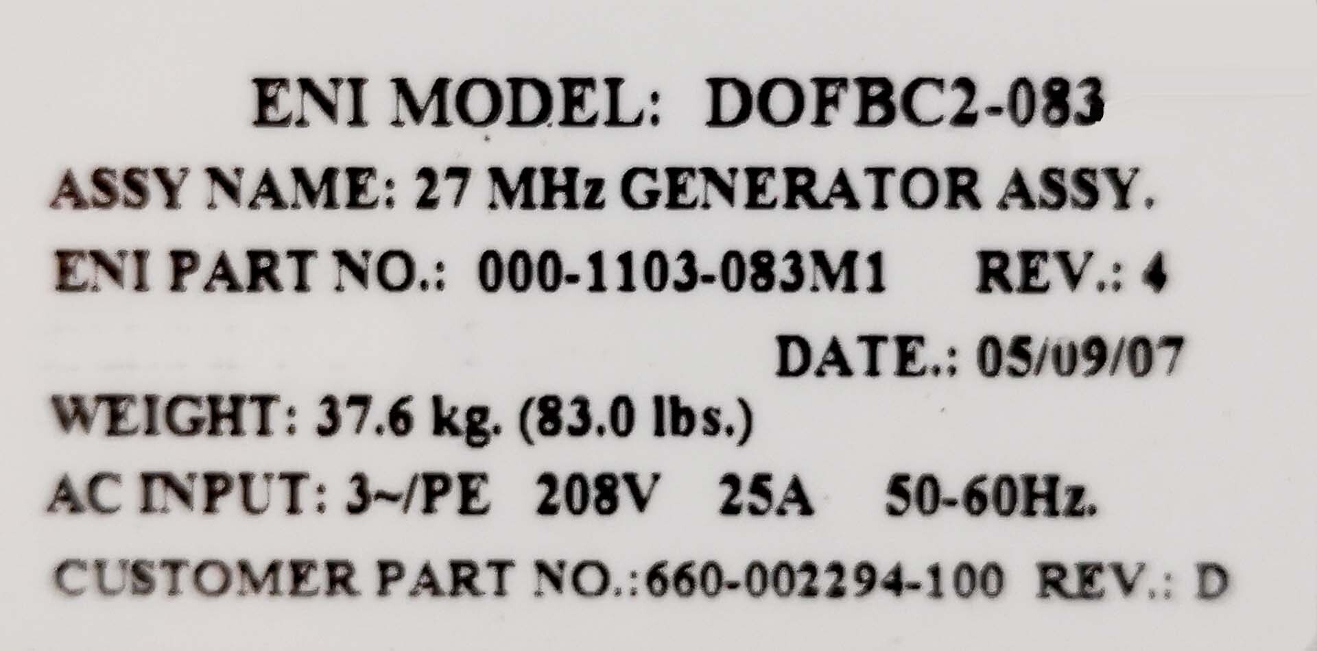 图为 已使用的 ENI DOFBC2-083 待售