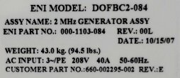 图为 已使用的 ENI DOFBC2-084 待售