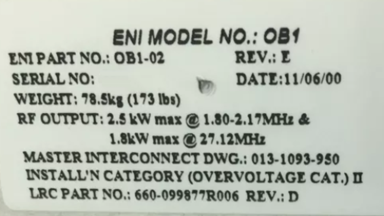 ENI OB1-R02 Power Supply used for sale price #9183451, 2000 > buy from CAE