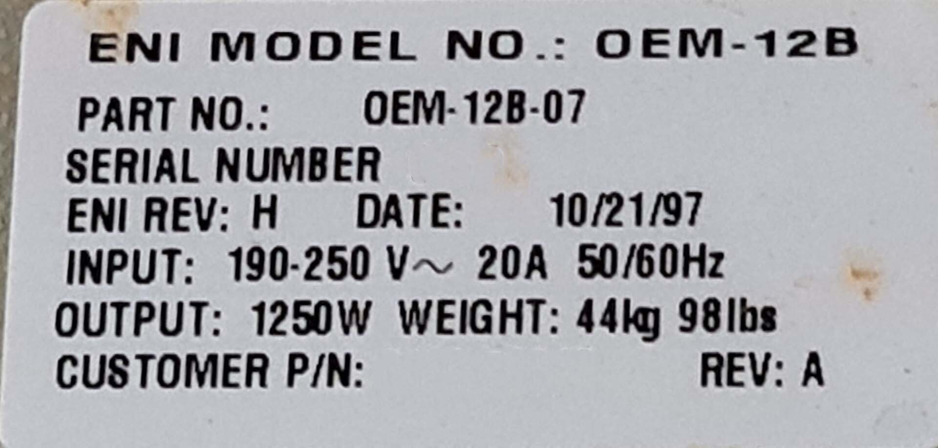 圖為 已使用的 ENI OEM 12B 待售