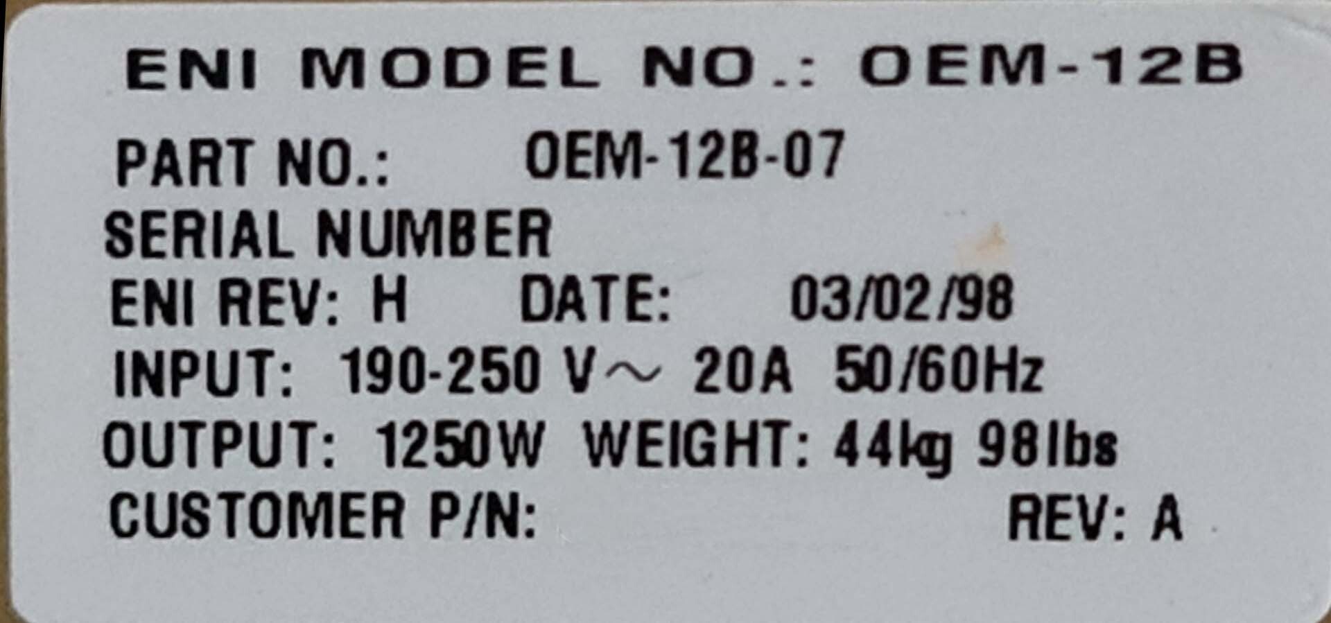 사진 사용됨 ENI OEM 12B 판매용