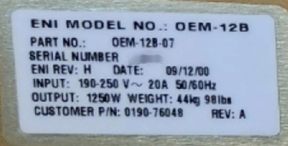 圖為 已使用的 ENI OEM-12B-07 待售