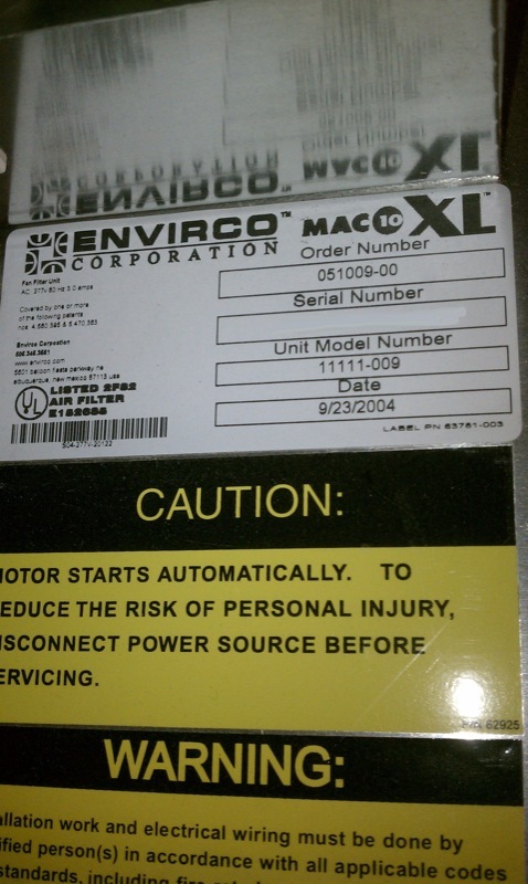 Photo Used ENVIRCO Mac 10 XL model 11111-009 For Sale