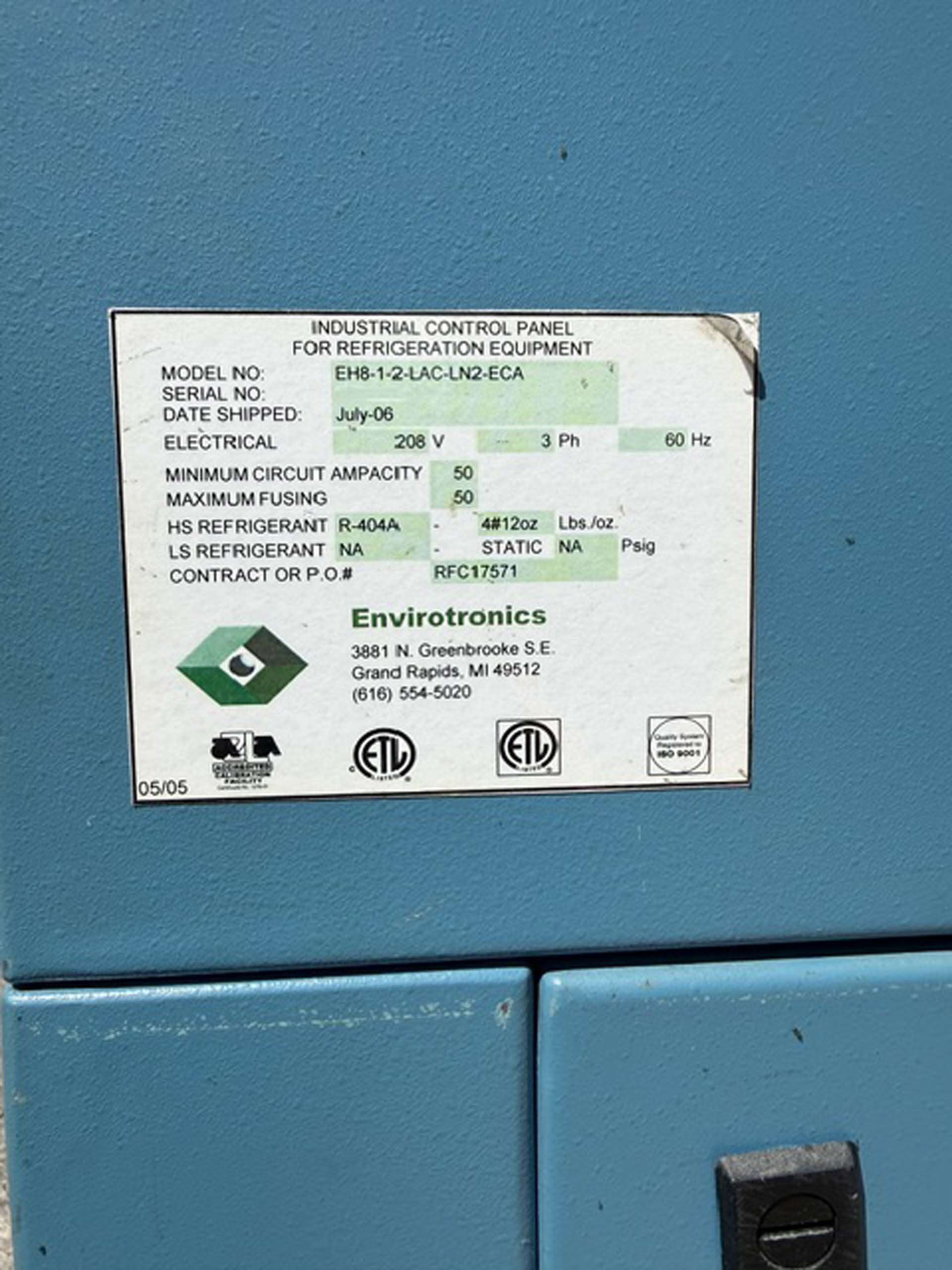 圖為 已使用的 ENVIROTRONICS EH8-1-2-LAC-LN2-ECA 待售