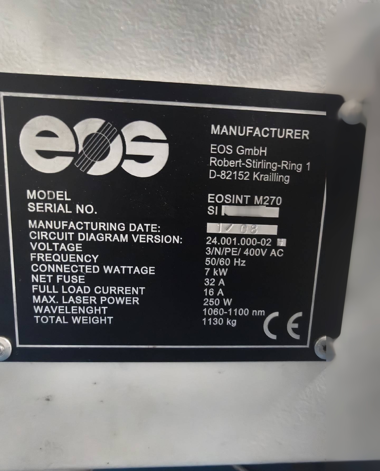 图为 已使用的 EOS EOSINT M270 待售