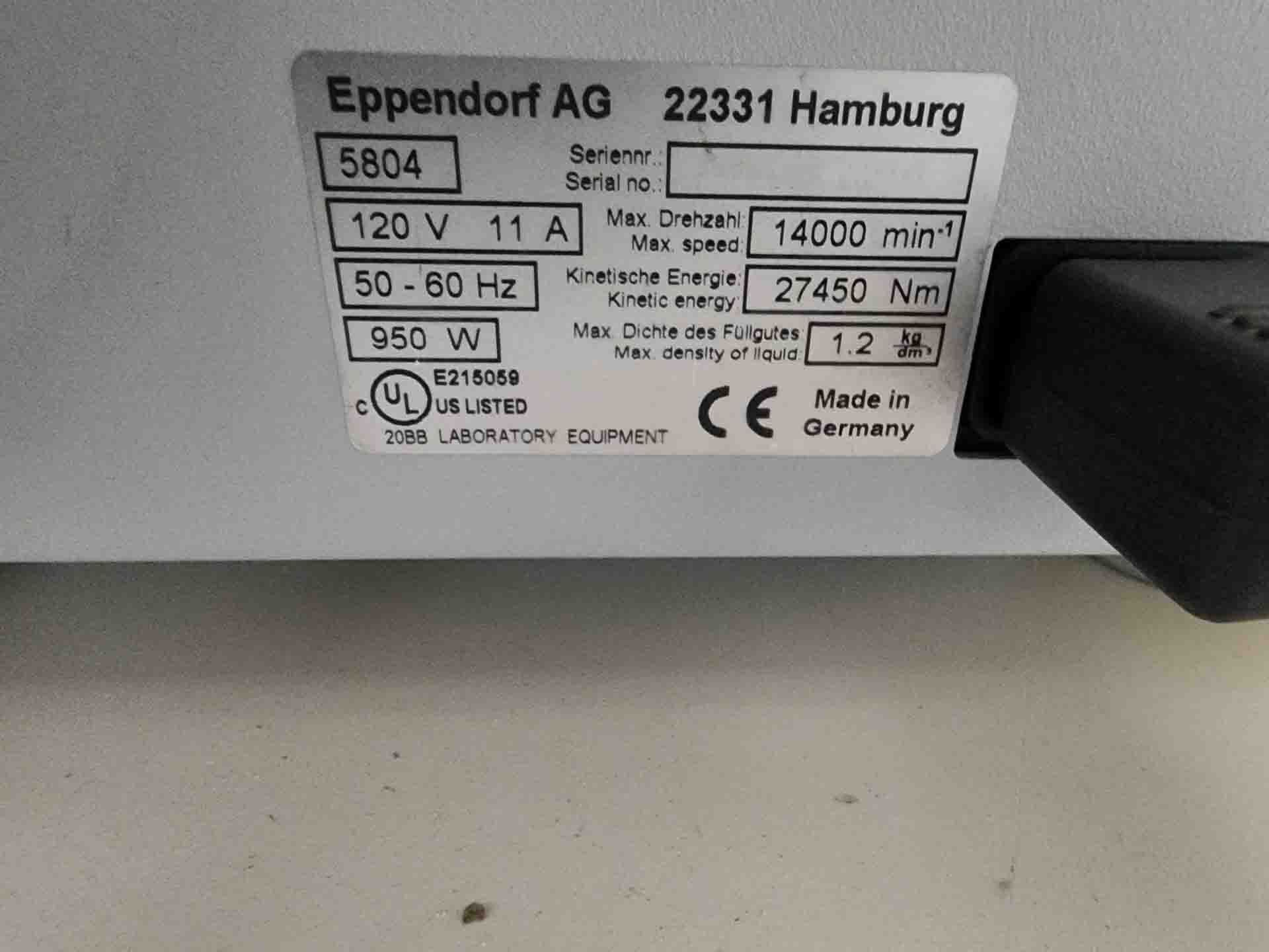 Photo Used EPPENDORF 5804 For Sale