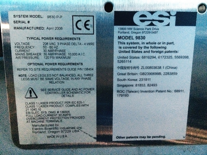 フォト（写真） 使用される ESI M9830 販売のために