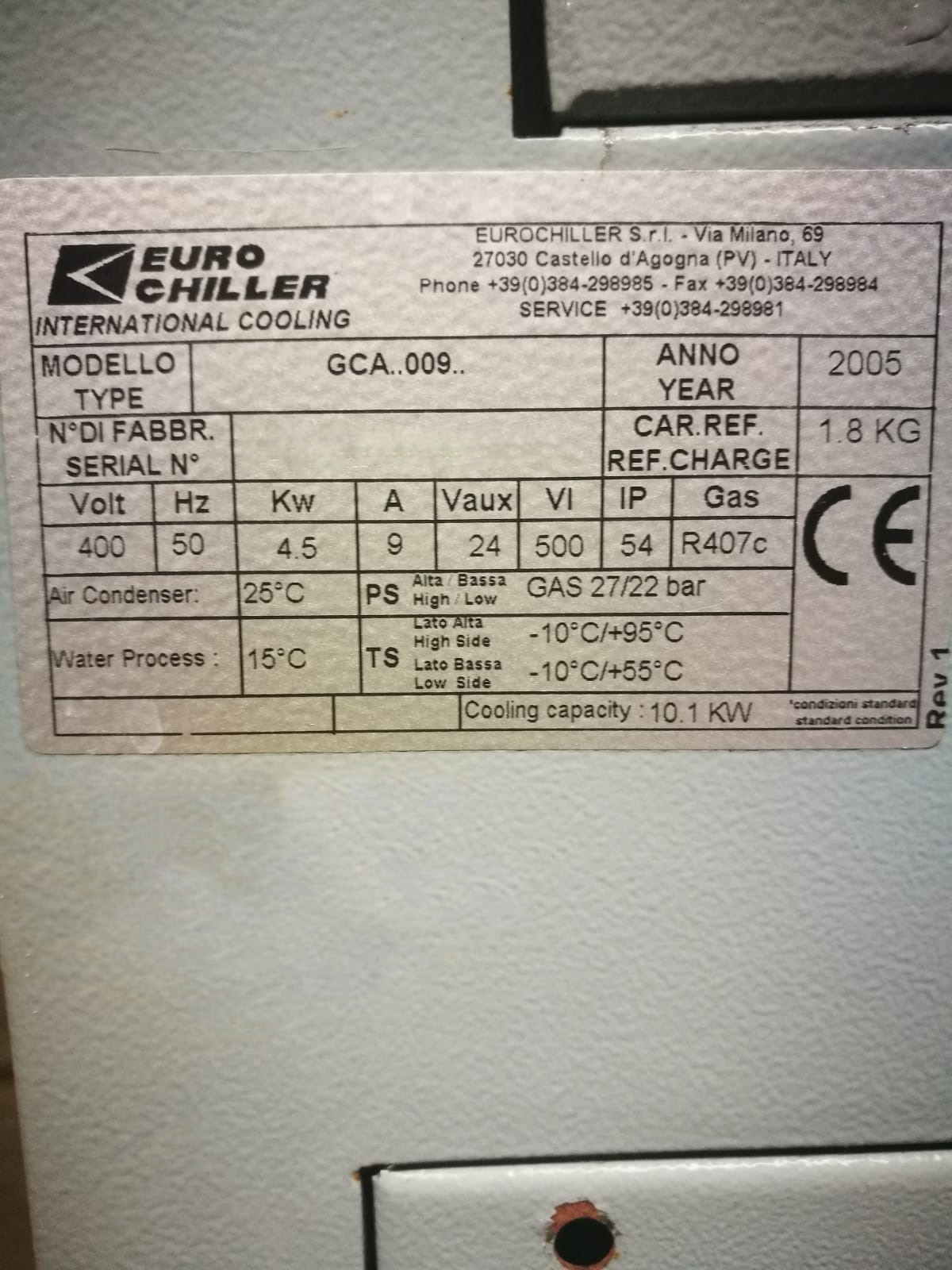 图为 已使用的 EURO CHILLER GCA 009 待售