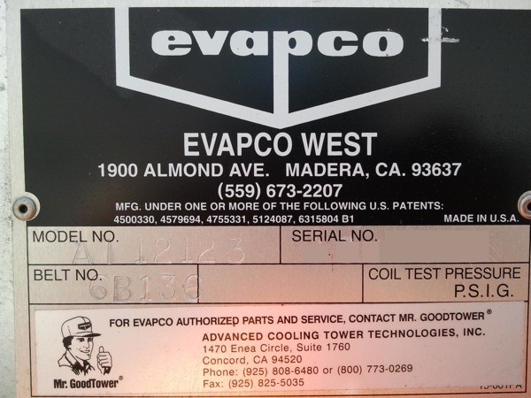 圖為 已使用的 EVAPCO AT 112-312 待售