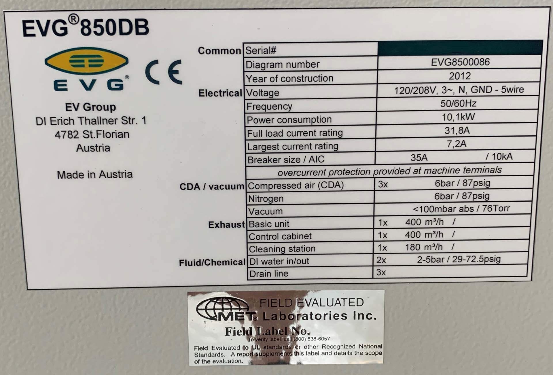 사진 사용됨 EVG / EV GROUP 850DB 판매용