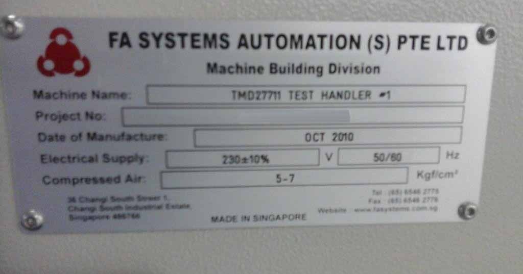 Photo Used FA SYSTEMS AUTOMATION TMD 27711 For Sale