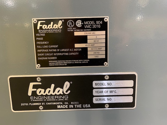 Photo Used FADAL VMC-3016 For Sale