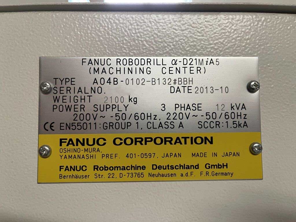 Photo Used FANUC Robodrill α-D21MiA5 For Sale