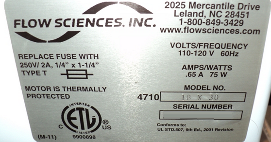 Photo Used FLOW SCIENCES FS-10300 For Sale