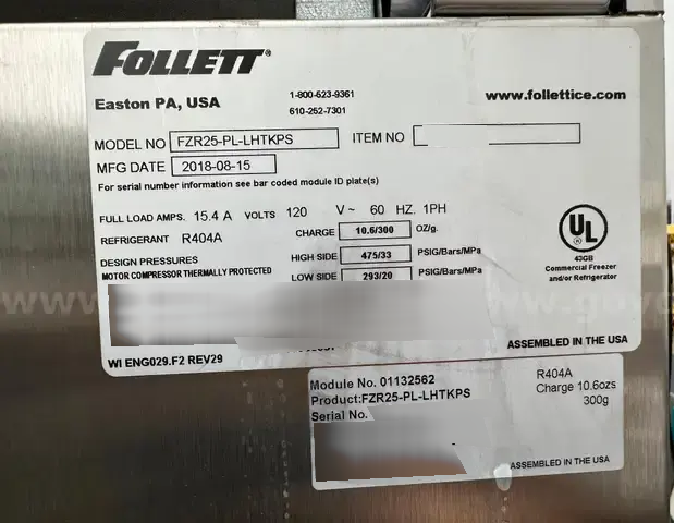 Photo Used FOLLETT FZR25 Upright For Sale