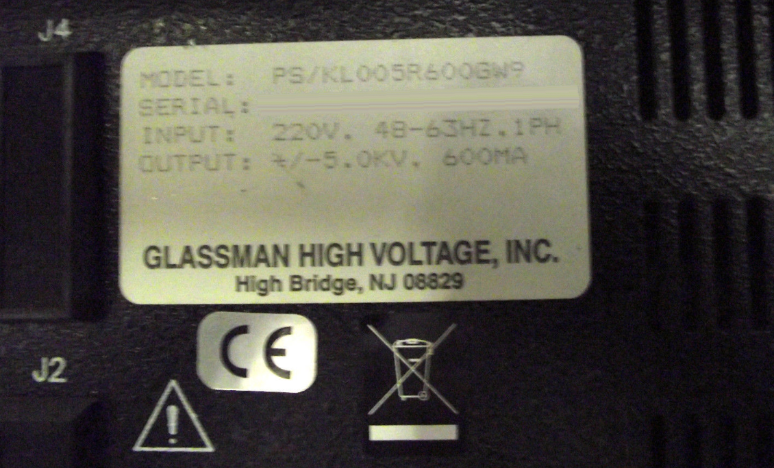 Photo Used GLASSMAN HIGH VOLTAGE INC. PS/KL005R600GW9 For Sale
