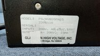 Photo Used GLASSMAN HIGH VOLTAGE INC PS / NVQ20PN15 For Sale