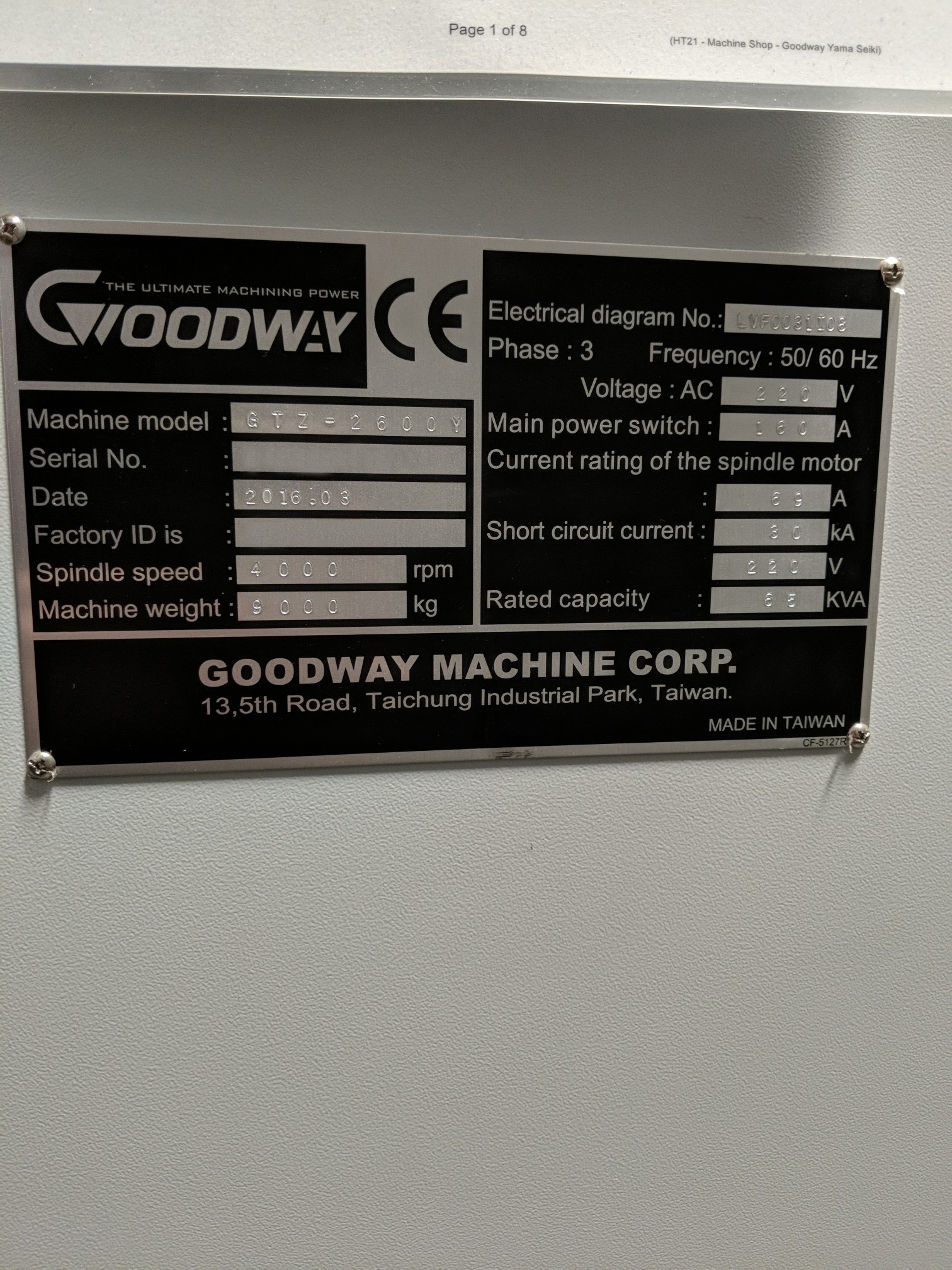 Photo Used GOODWAY GTZ-2600Y For Sale