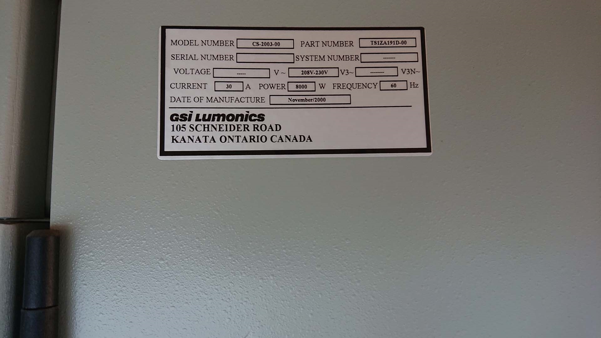 圖為 已使用的 GSI LUMONICS Lightwriter 2000 待售