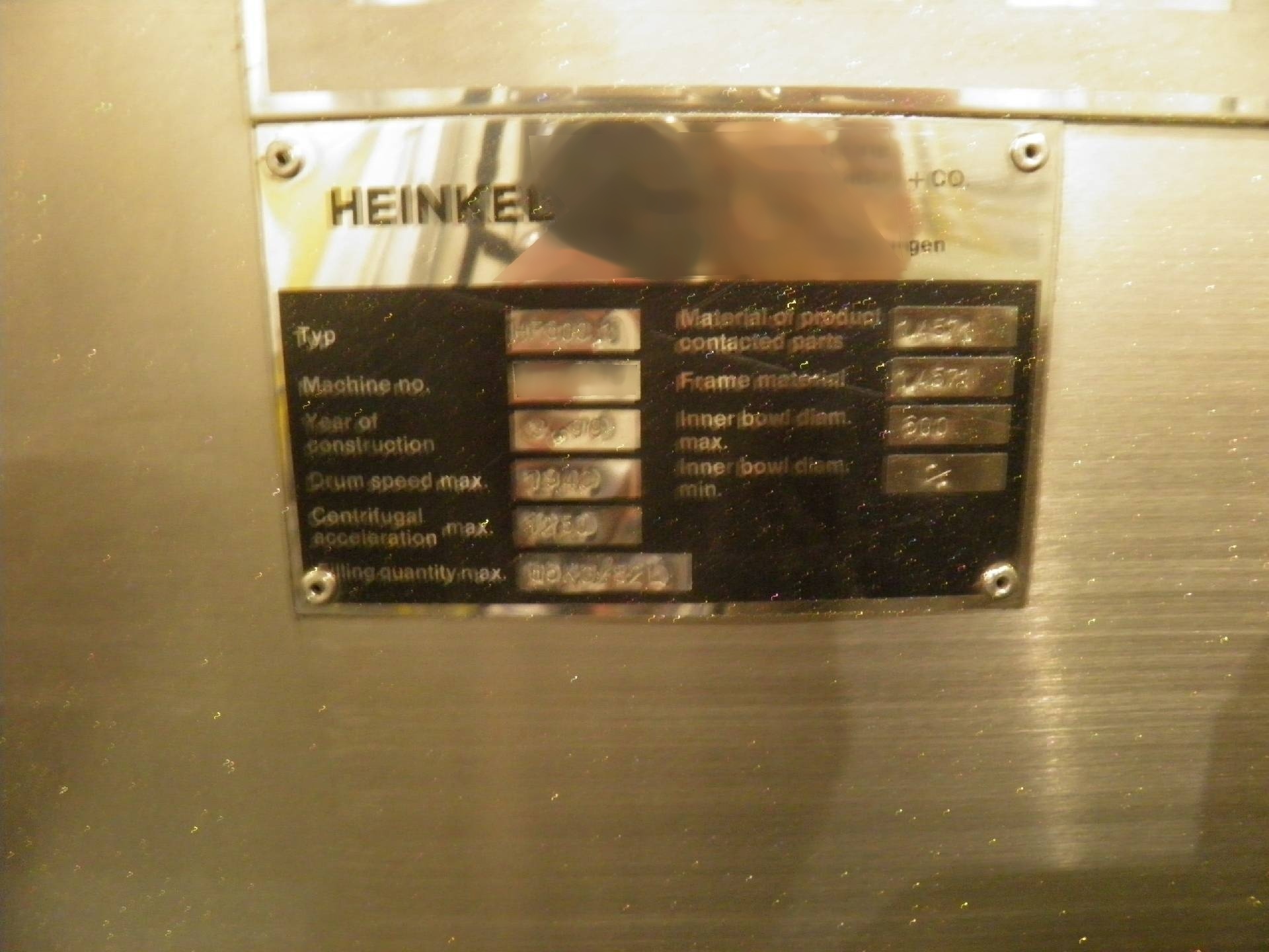 Photo Used HEINKEL HF 600 For Sale