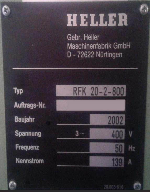 圖為 已使用的 HELLER RFK 20-2-800 待售