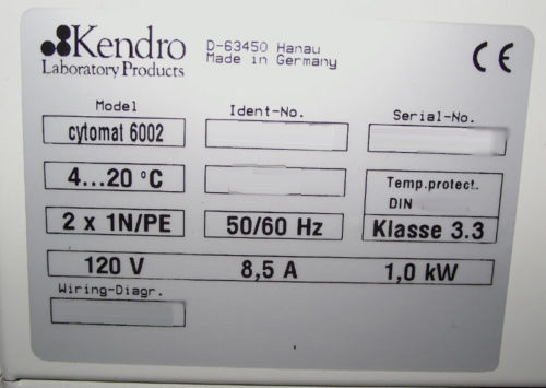 Photo Used HERAEUS KENDRO Cytomat 6002 For Sale
