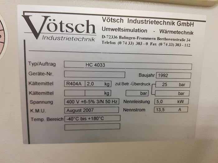 사진 사용됨 HERAEUS / VOTSCH HC 4033 판매용