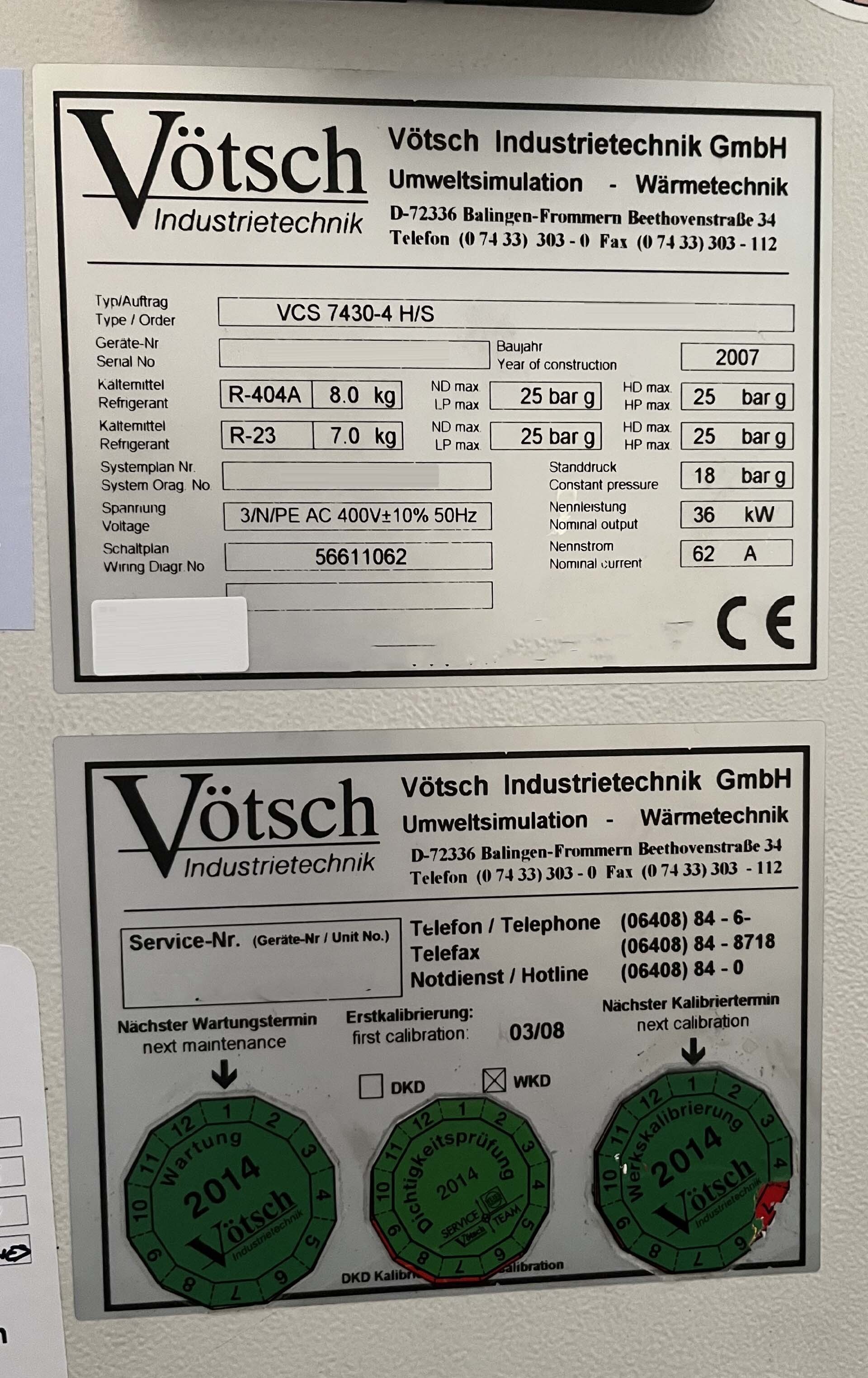 Foto Verwendet HERAEUS / VOTSCH VCS 7430-4H/S Zum Verkauf