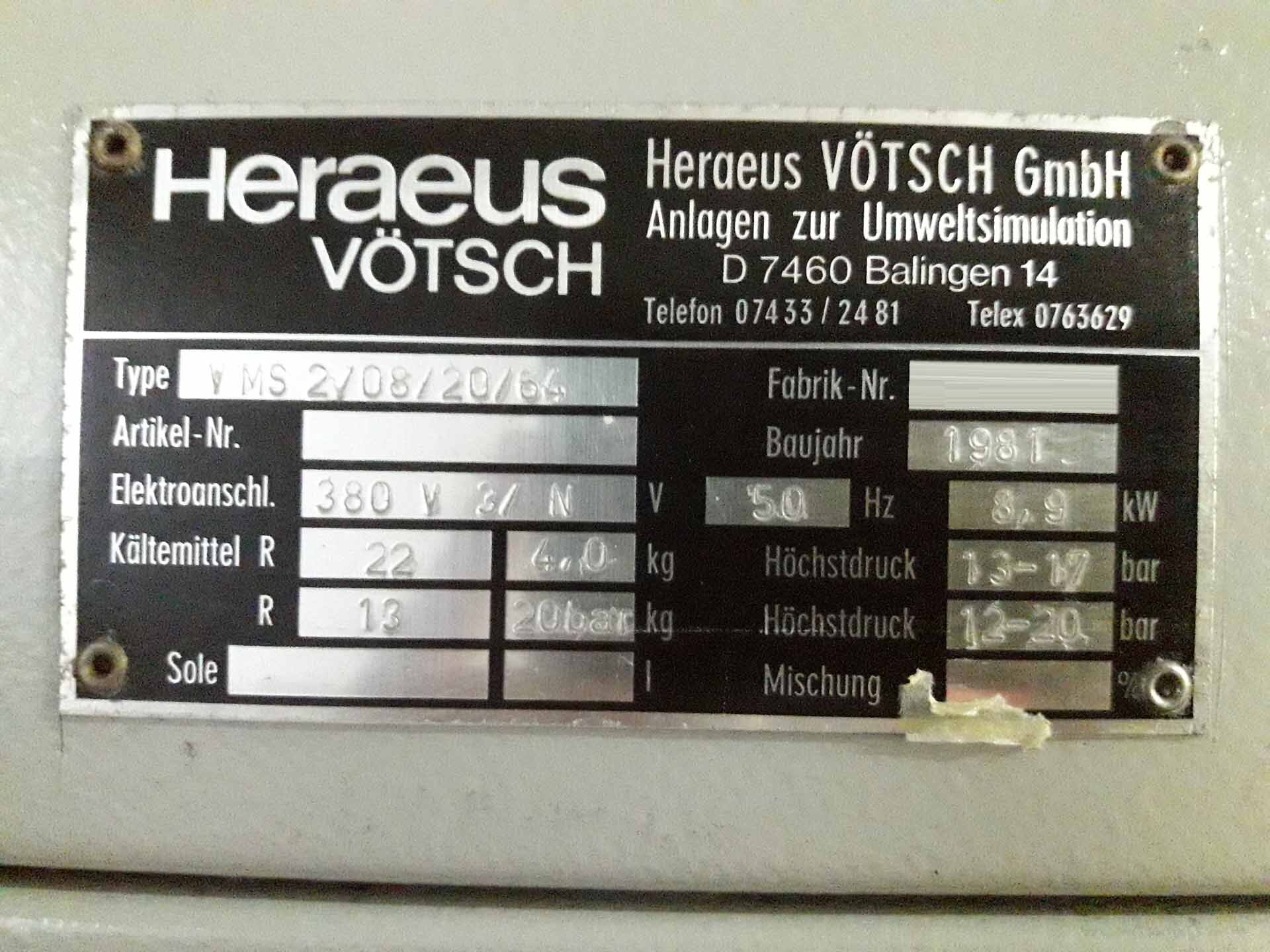 Photo Utilisé HERAEUS / VOTSCH VMS 2 / 08 / 20 / 64 À vendre