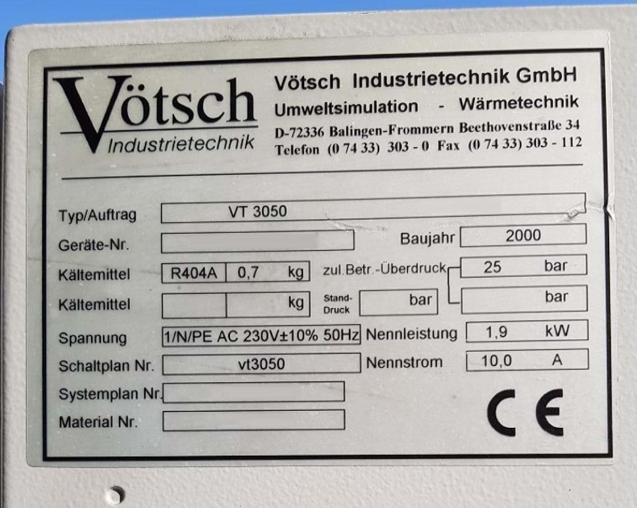 Photo Utilisé HERAEUS / VOTSCH VT 3050 À vendre