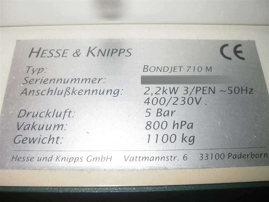 圖為 已使用的 HESSE & KNIPPS Bondjet 710 待售