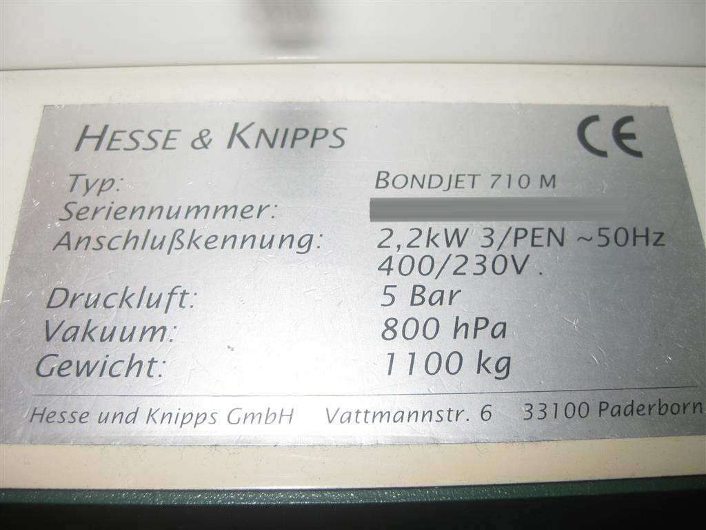 사진 사용됨 HESSE & KNIPPS Bondjet 710 판매용