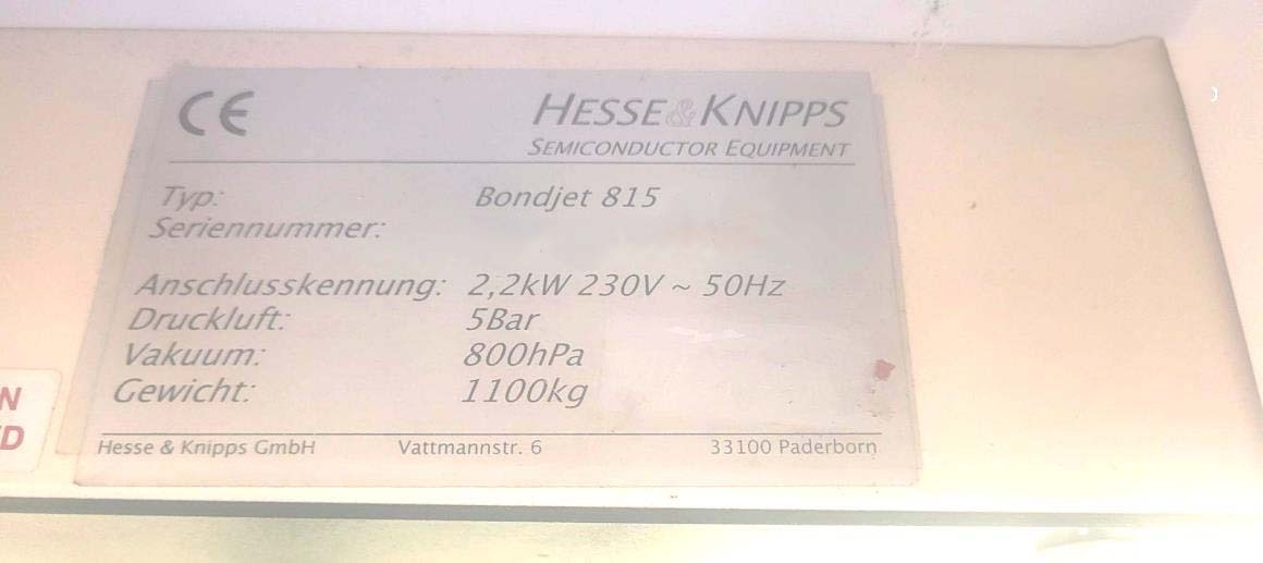 Foto Verwendet HESSE & KNIPPS Bondjet 815 Zum Verkauf