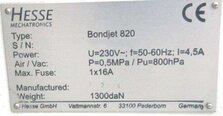 圖為 已使用的 HESSE & KNIPPS Bondjet 820 待售