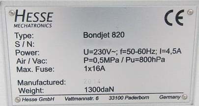 图为 已使用的 HESSE & KNIPPS Bondjet 820 待售