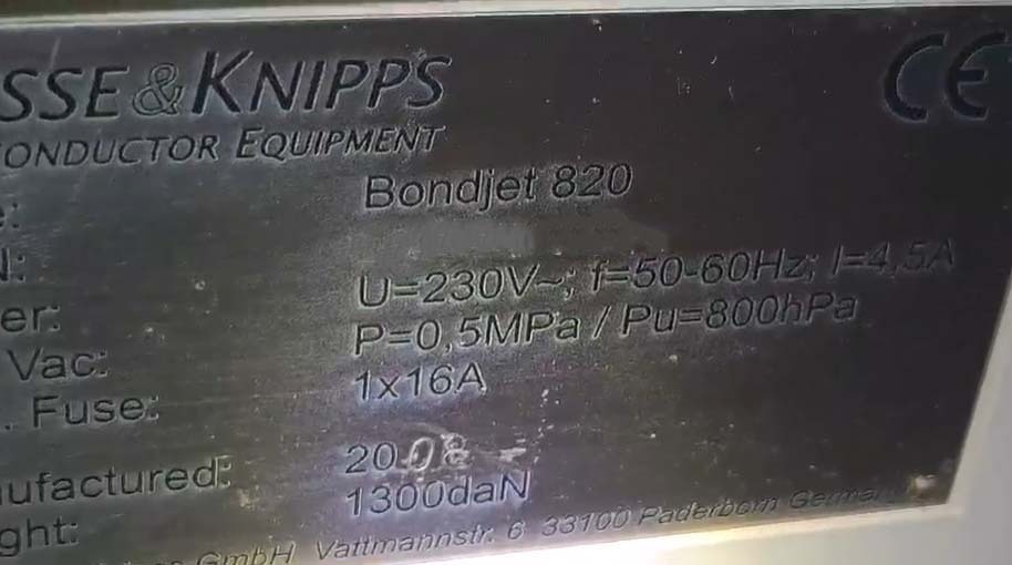 圖為 已使用的 HESSE & KNIPPS Bondjet 820 待售