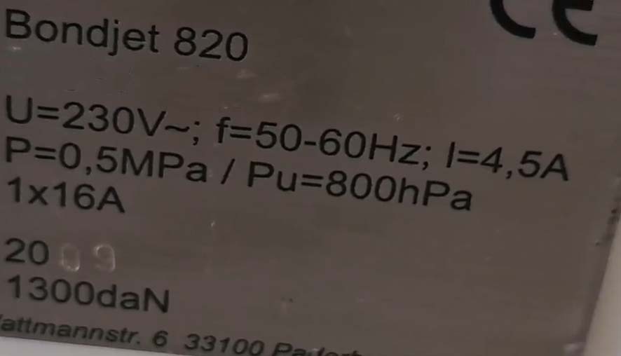 圖為 已使用的 HESSE & KNIPPS Bondjet 820 待售