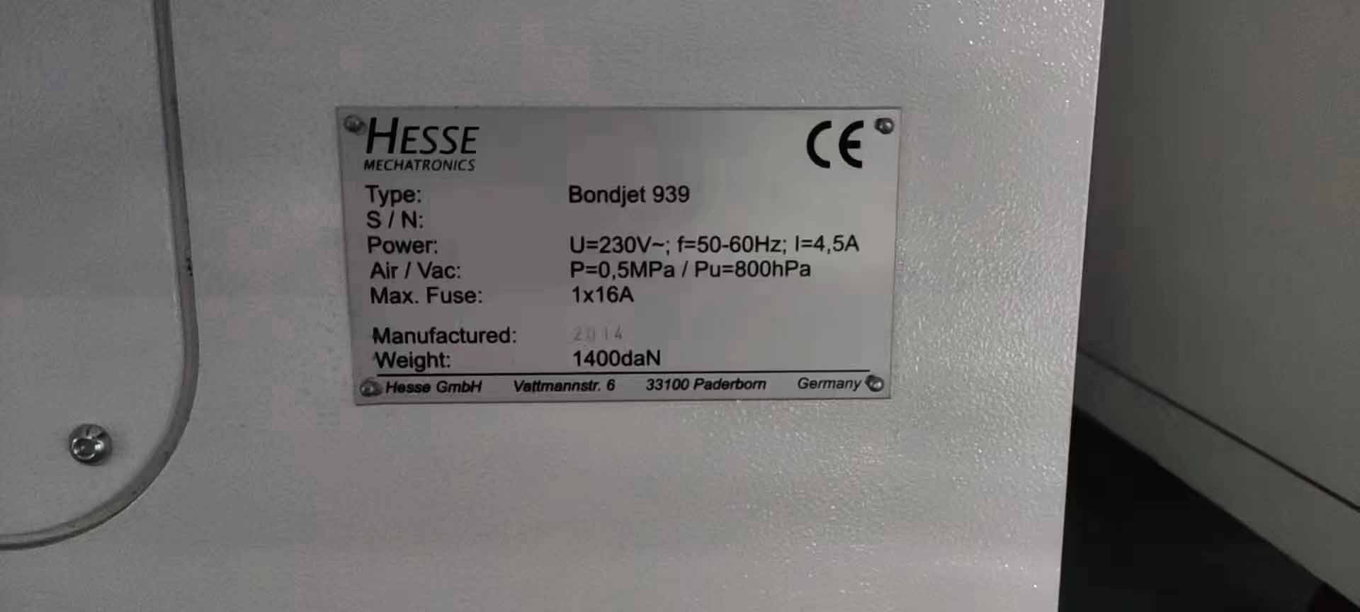 圖為 已使用的 HESSE & KNIPPS Bondjet 939 待售