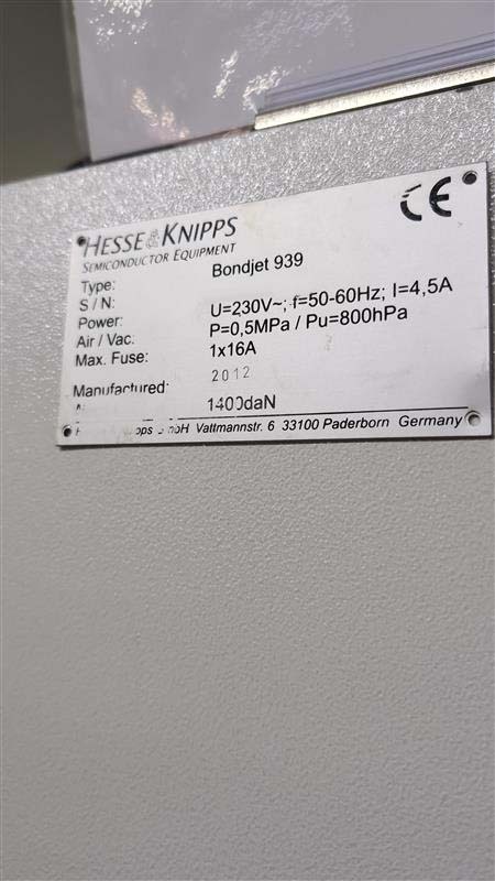 Photo Used HESSE & KNIPPS Bondjet 939 For Sale